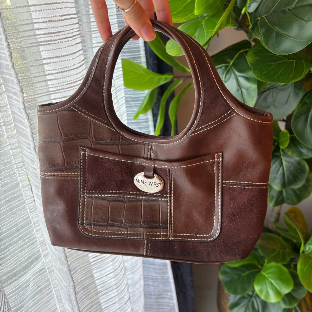 Vintage Nine West Brown Leather Patchwork Handbag